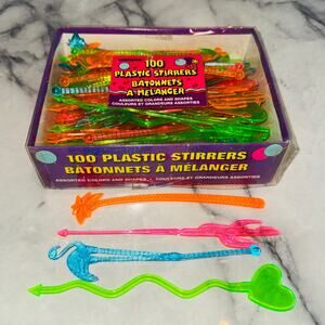 80's NEON swizzle sticks stirrer Coffee Cocktail Stirs flamingo Cactus